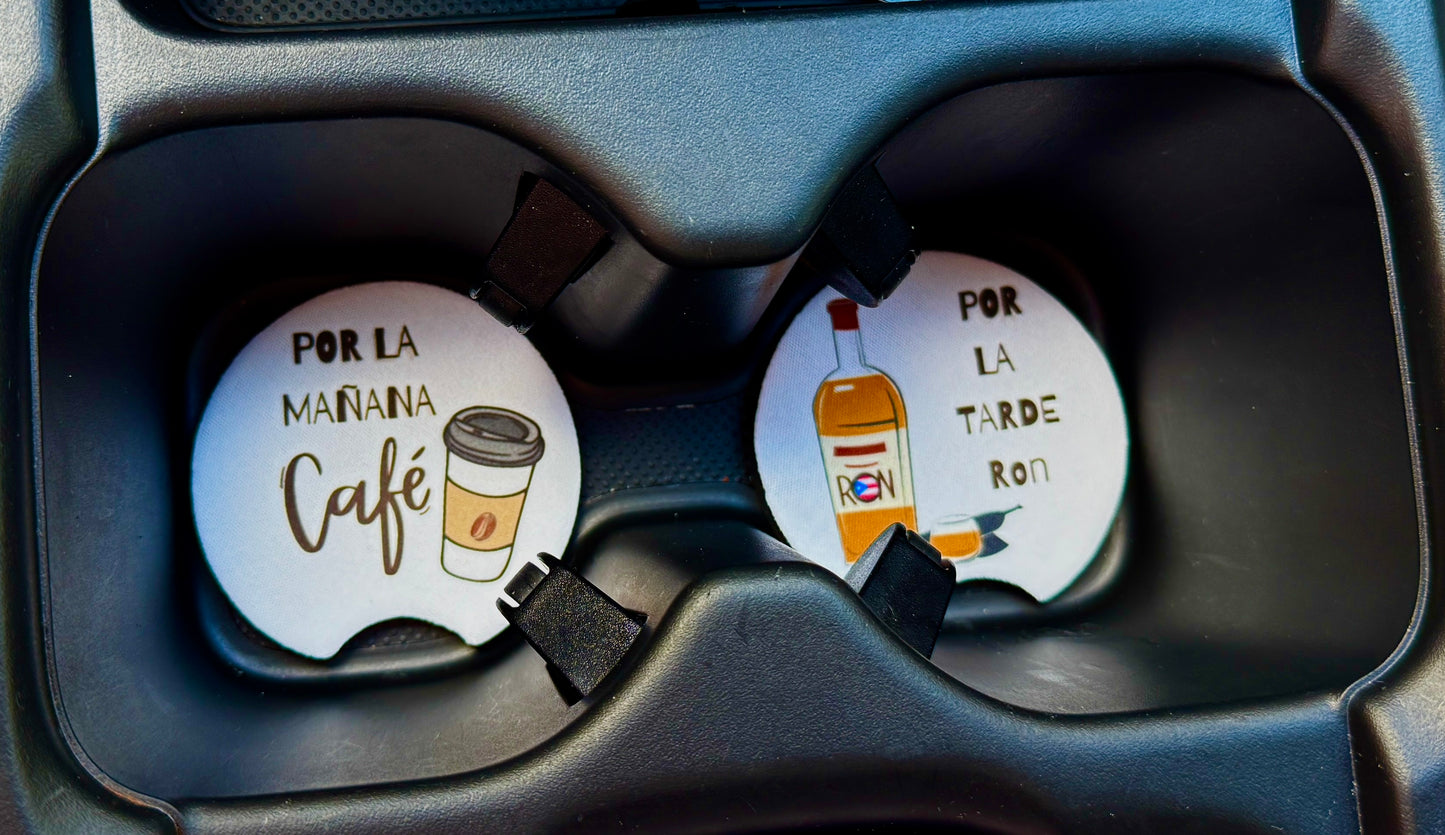 Por la Mañana Café, Por la Tarde Ron 2 | Car Coaster | Vaso Café