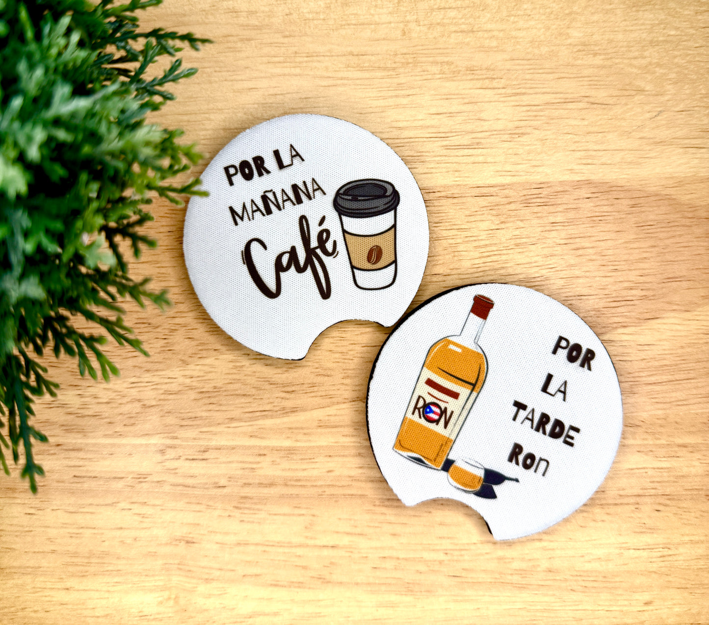 Por la Mañana Café, Por la Tarde Ron 2 | Car Coaster | Vaso Café